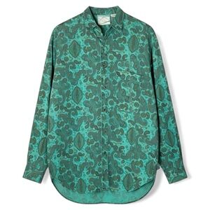 Vintage 80s/90s  Santana Paisley Button Down – Teal & Emerald M